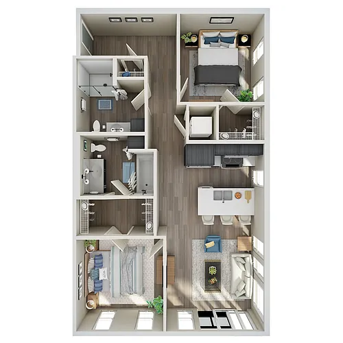 Floor plan Open 2 Bed, 2 Bath - MFTE - E