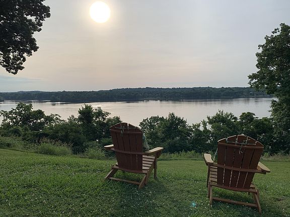 Sunrise view from front door of building.