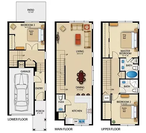 Floor plan 3 Bed, 2.5 Bath Townhome