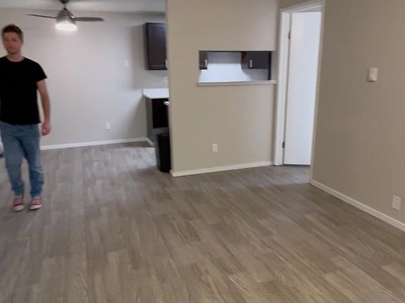 I apologize for the quality, I took this from a video. Thats your bedroom on the right, and the kitchen in front.
