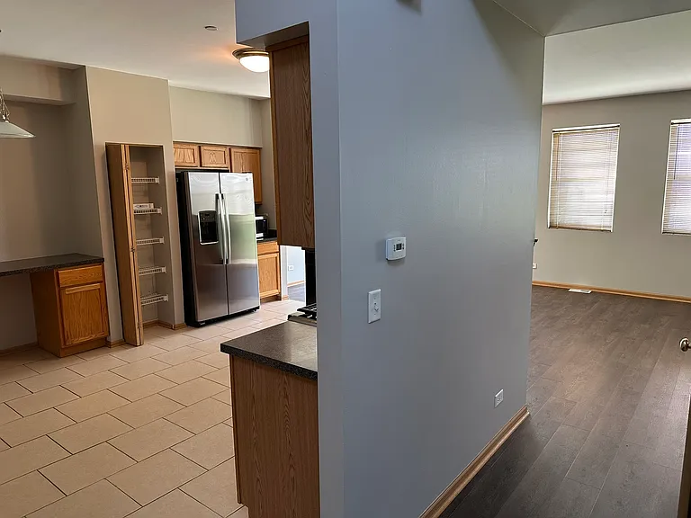 Kitchen with GE 2 door refrigerator