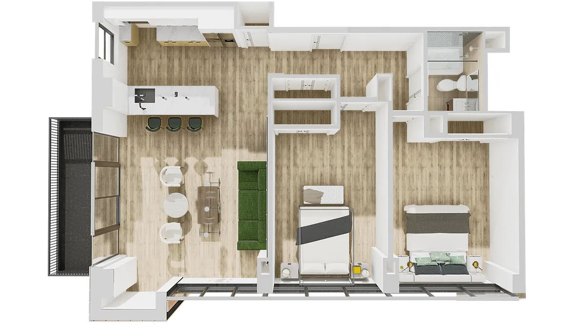 Floor plan I 2 Bed 1 Bath