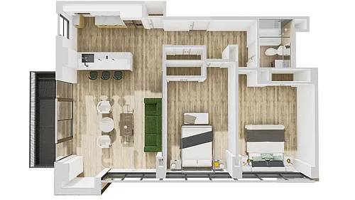 Floor plan I 2 Bed 1 Bath