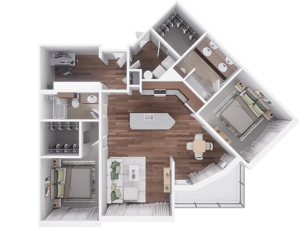 Floor plan H-2B2B-study Avanti Reno