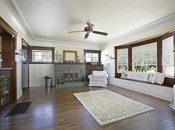 Living room and fireplace
