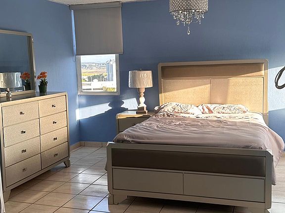 Master bedroom as sun goes down
