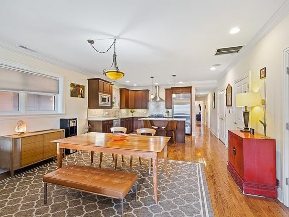 Dining area can easily host a table for eight.