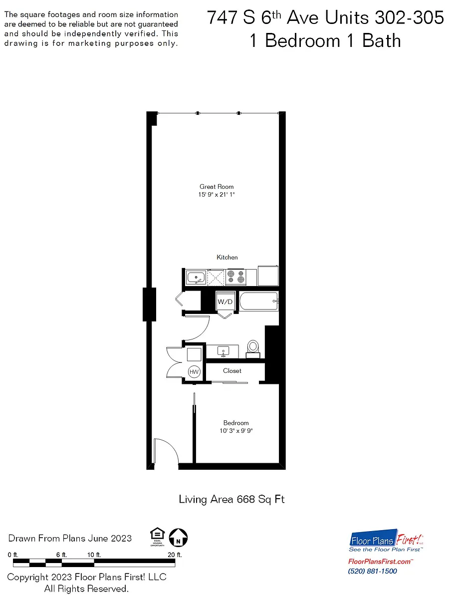 Floor plan 1 BR 1 BA 3RD FLOOR