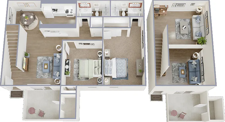 Two Bed Two Bath with Loft Floorplan Diagram