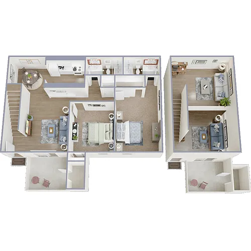 Floor plan Two Bed Two Bath with Loft