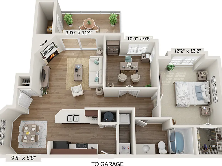 A3R - 1x1 with Den floor plan Monte Vista