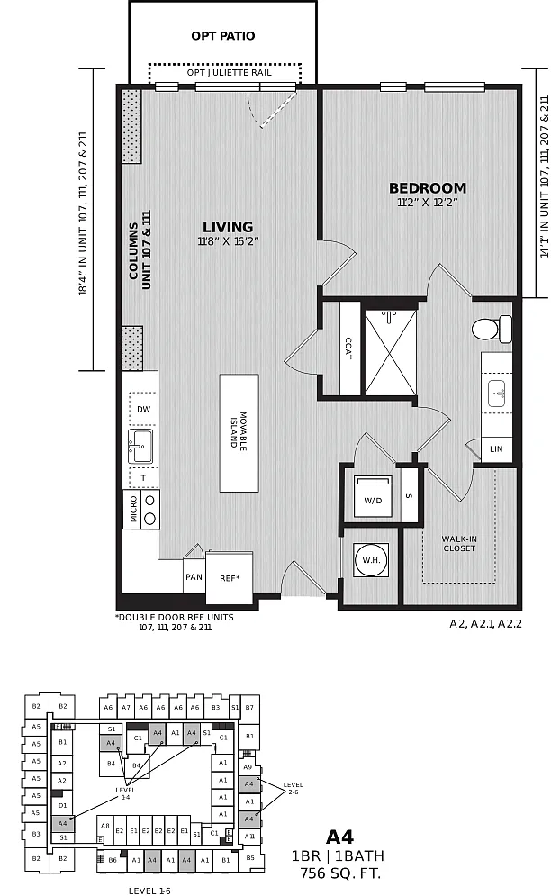 Floor plan 1 Bed/1 Bath-A4 Chesterfield