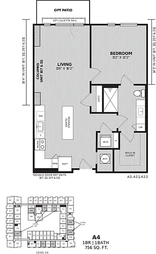 Floor plan 1 Bed/1 Bath-A4 Chesterfield
