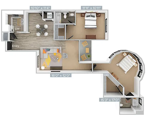 Floor plan K_2B2B_990SF_411-Premier