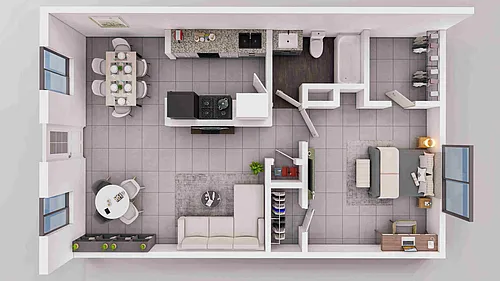 Floor plan 1X1-C
