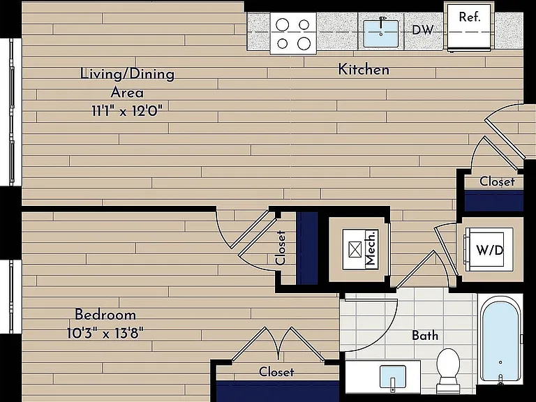 A 1BR-A1.2 One Bedroom Floor Plan A 1BR-A1.2 One Bedroom Floor Plan