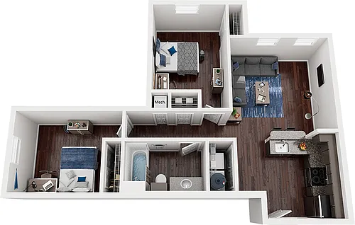 Floor plan 2 Bed x 1 Bath