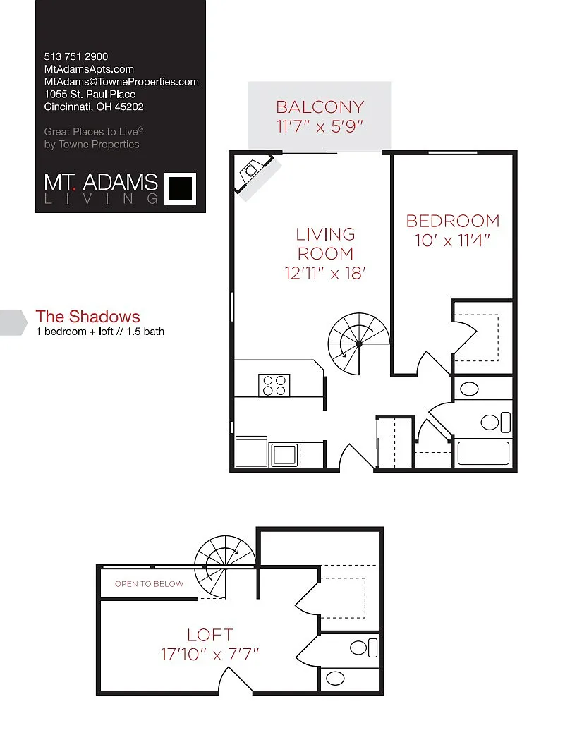 Floor plan The Shadows - One Bedroom + Loft with Corner Firep