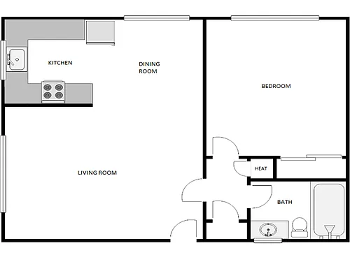 Floor plan 1 Bed / 1 Bath: Type C