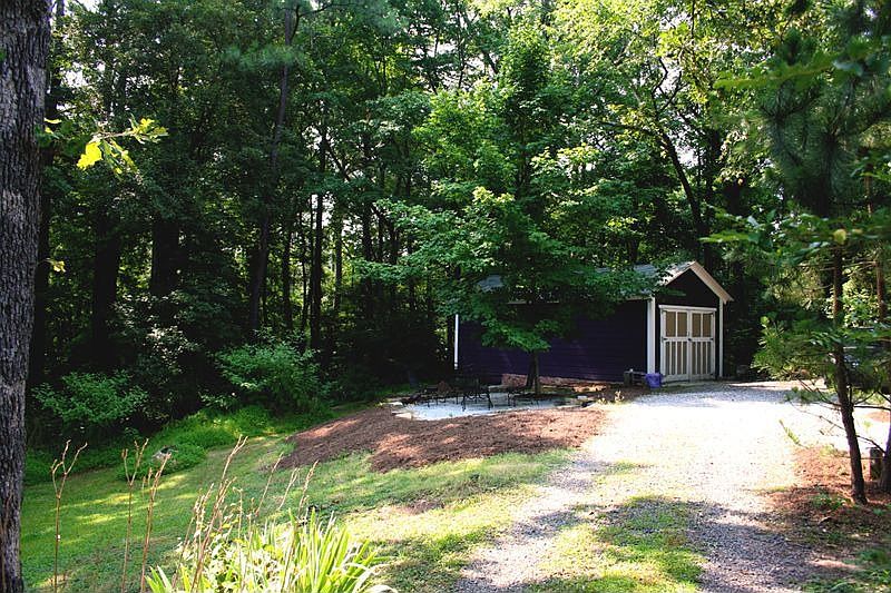 View down the wrap-around driveway