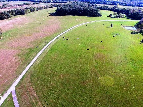 Pasture, road, small pond
