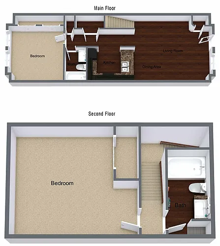 Floor plan Two Bedroom Brownstone