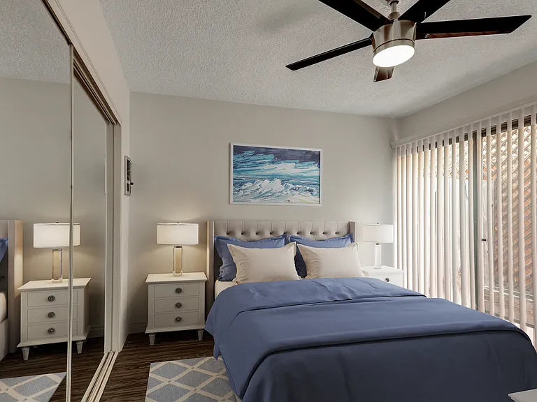 *Bedroom*his photo is a sample of our beautifully updated 1st floor Patio unit (CURRENTLY NONE AVAILABLE) with the same bright, modern finishes. (All units are unfurnished)