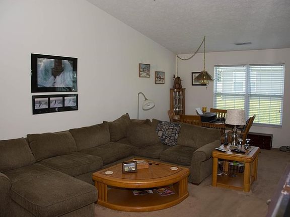 Open great room with cathedral ceiling