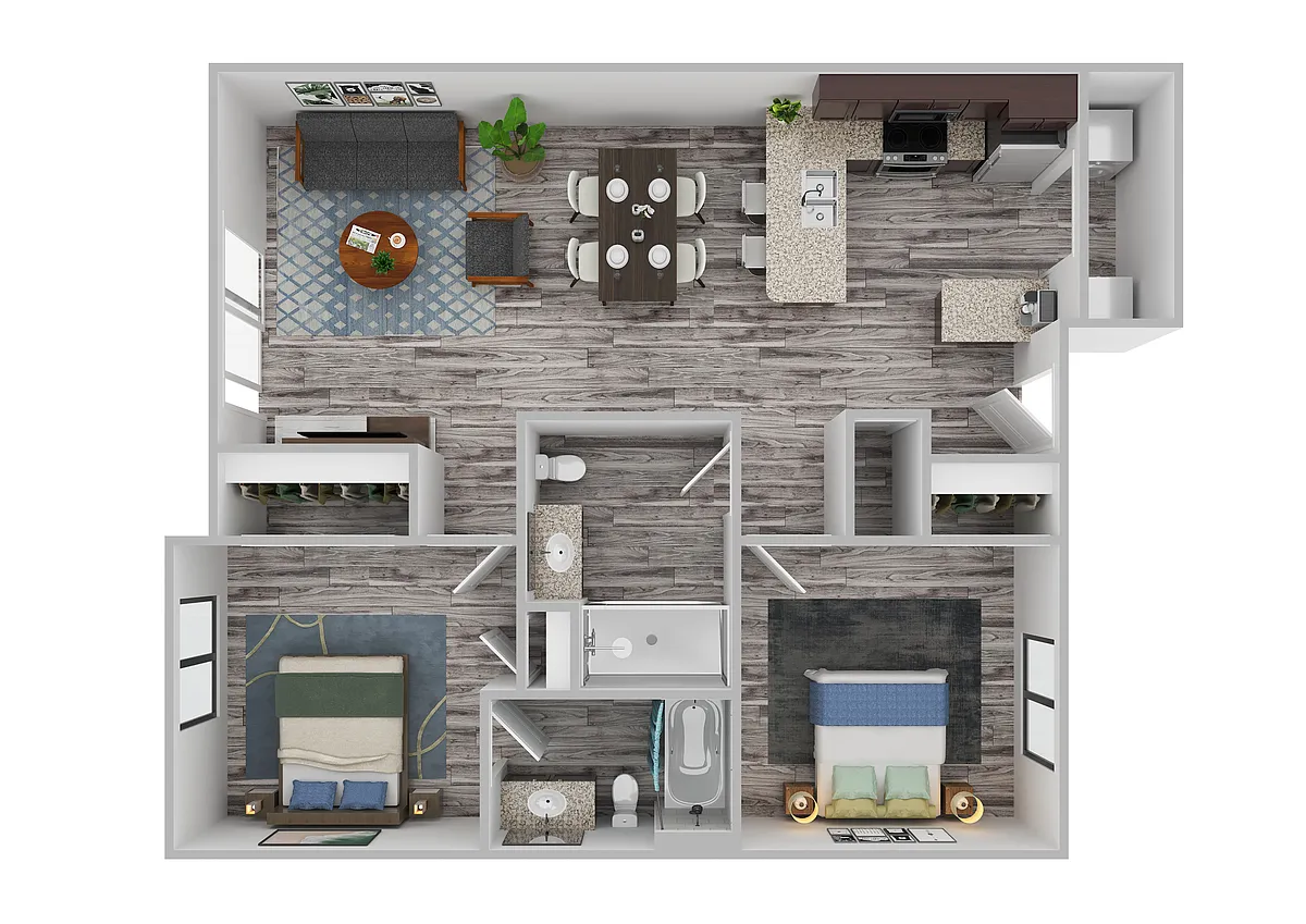 Floor plan Two Bedroom, Two Bath