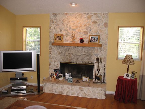 family room with fireplace