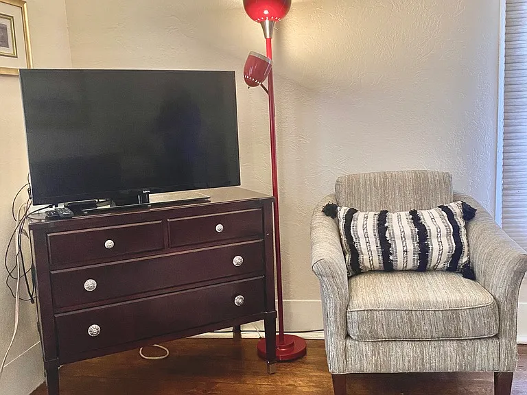 Reading nook with FireStick TV, wifi is the strongest we can purchase in the area.