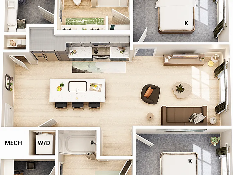 3D Floorplan - Unit B1_Scheme B 3D Floorplan - Unit B1_Scheme B