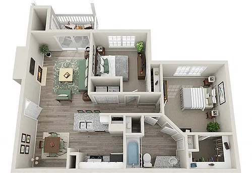 Floor plan One Bedroom One Bath w/ Den Renovated