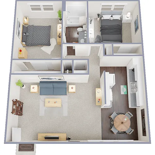Floor plan 2 Bed 1 Bath A
