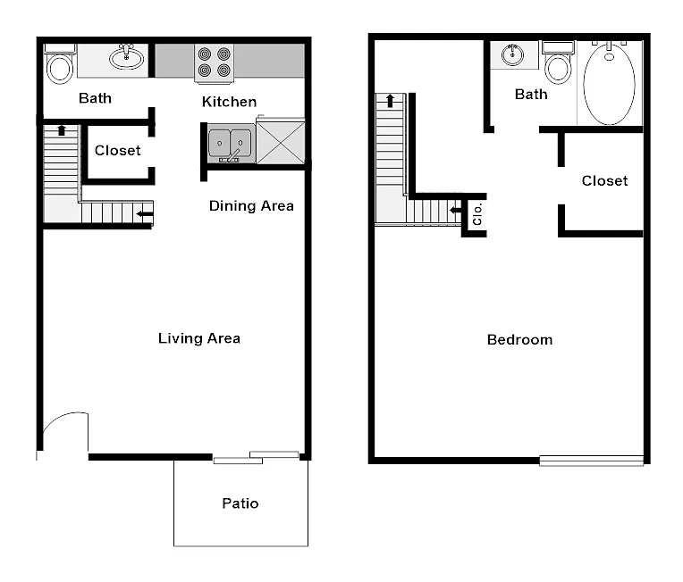 Floor plan 1 Bedroom/1.5 Bathroom- Townhome