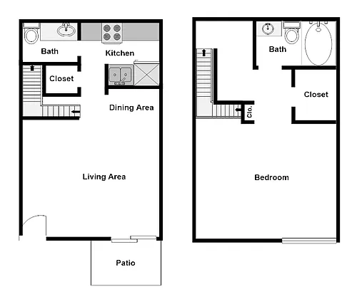 Floor plan 1 Bedroom/1.5 Bathroom- Townhome