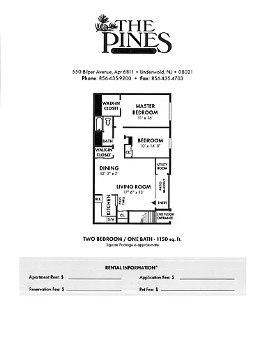 Floor plan 2 Bedrooms and 1 bath