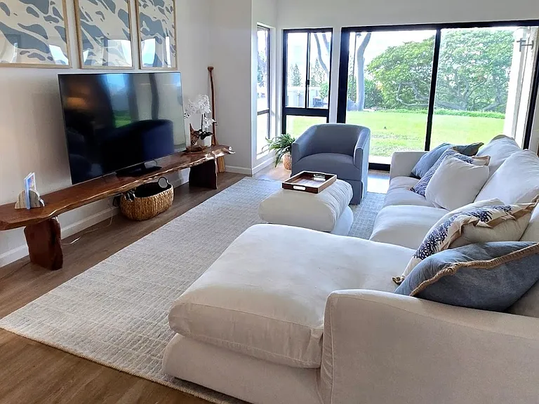 Living room opens onto the lawn