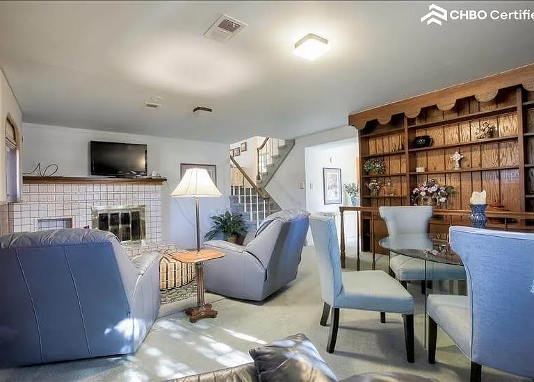 Family room- Adjacent bedroom and bathroom.