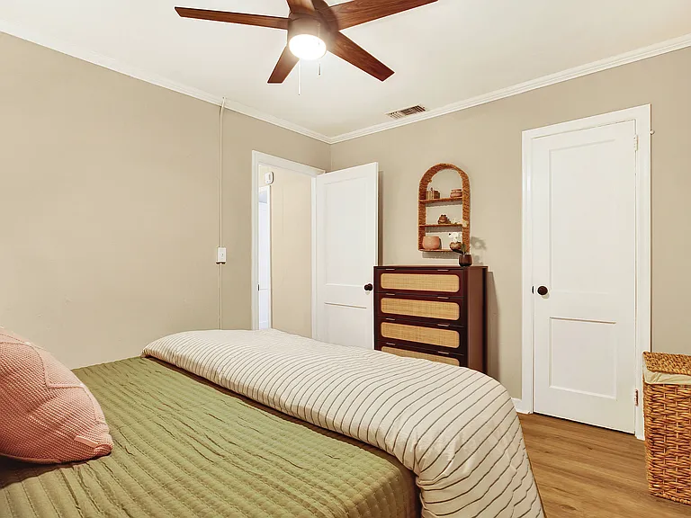 Middle bedroom has side entry door that leads to the carport and utility washroom. Deadbolt locks included with all doors.