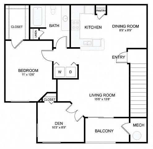 Floor plan 1E Den Renovation 5