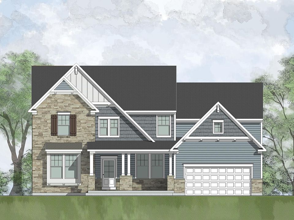 stone, shakes, siding and front porch