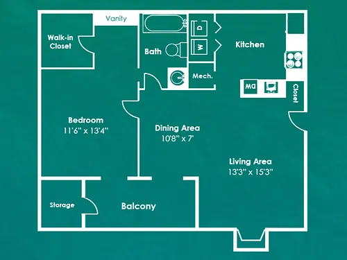 Floor plan 1x1B