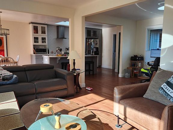 Kitchen, dining area from living room