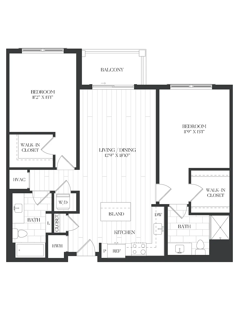 Floor plan 2 Bed/2 Bath-2B-3-B-The Barrett