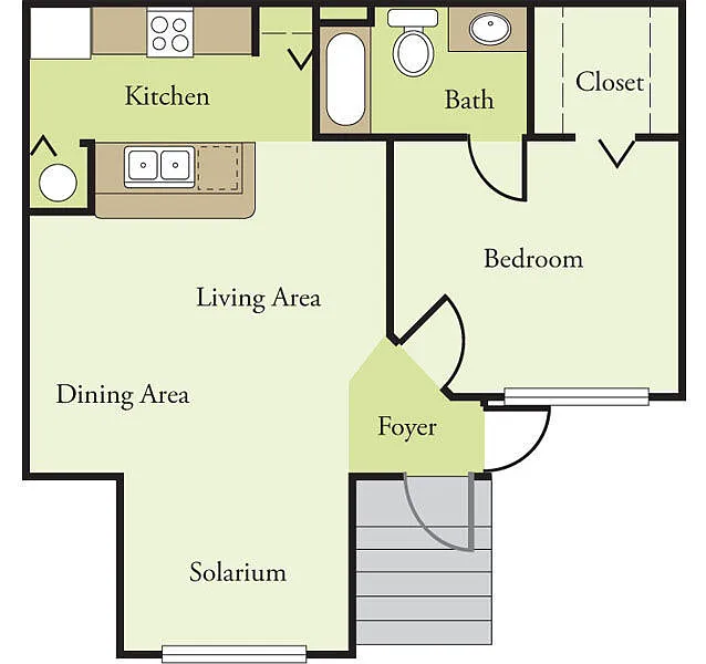 Floor plan One Bedroom One Bath 60%