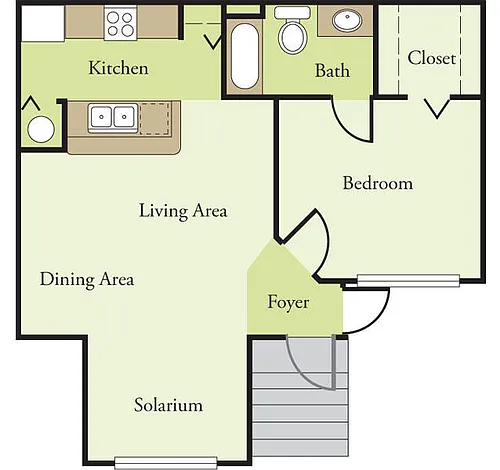 Floor plan One Bedroom One Bath 60%