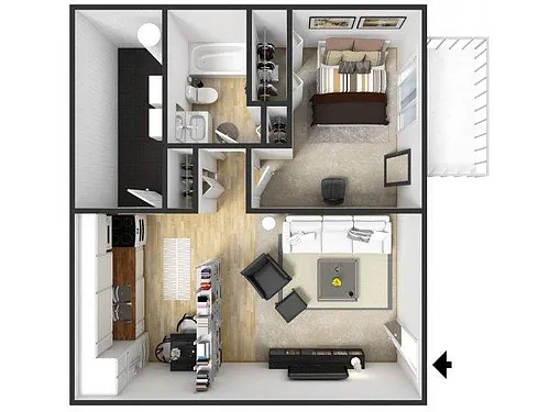 Floor plan 1 Bedroom 1 Bath