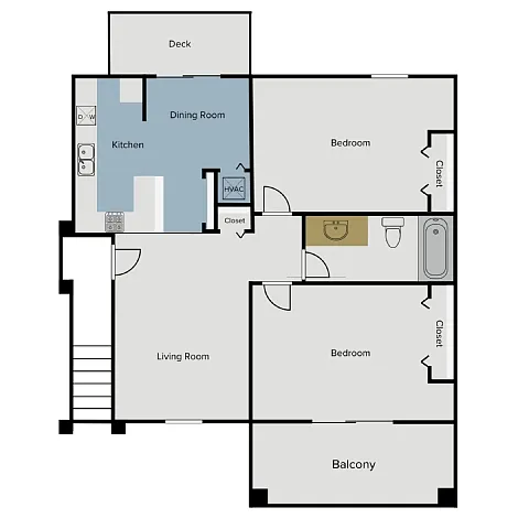 Floor plan 2 Bedroom 1 Bath