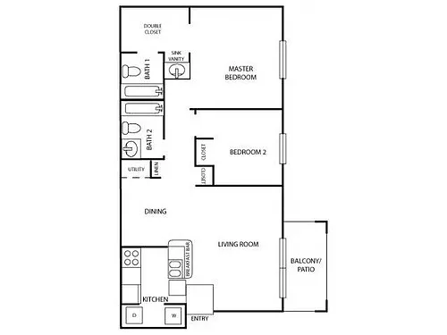 Floor plan Two Bed Two Bath